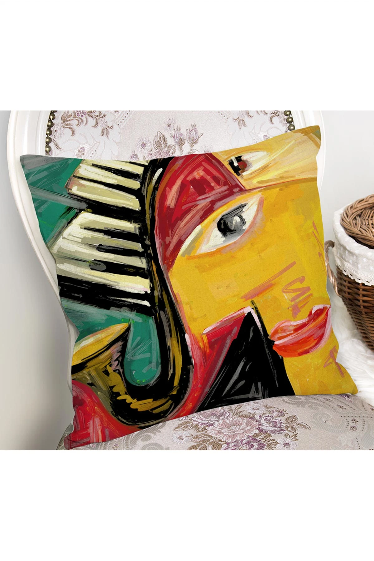 43x43 Dijital Baskılı Fermuarlı Modern Kırlent Kılıfı 272387