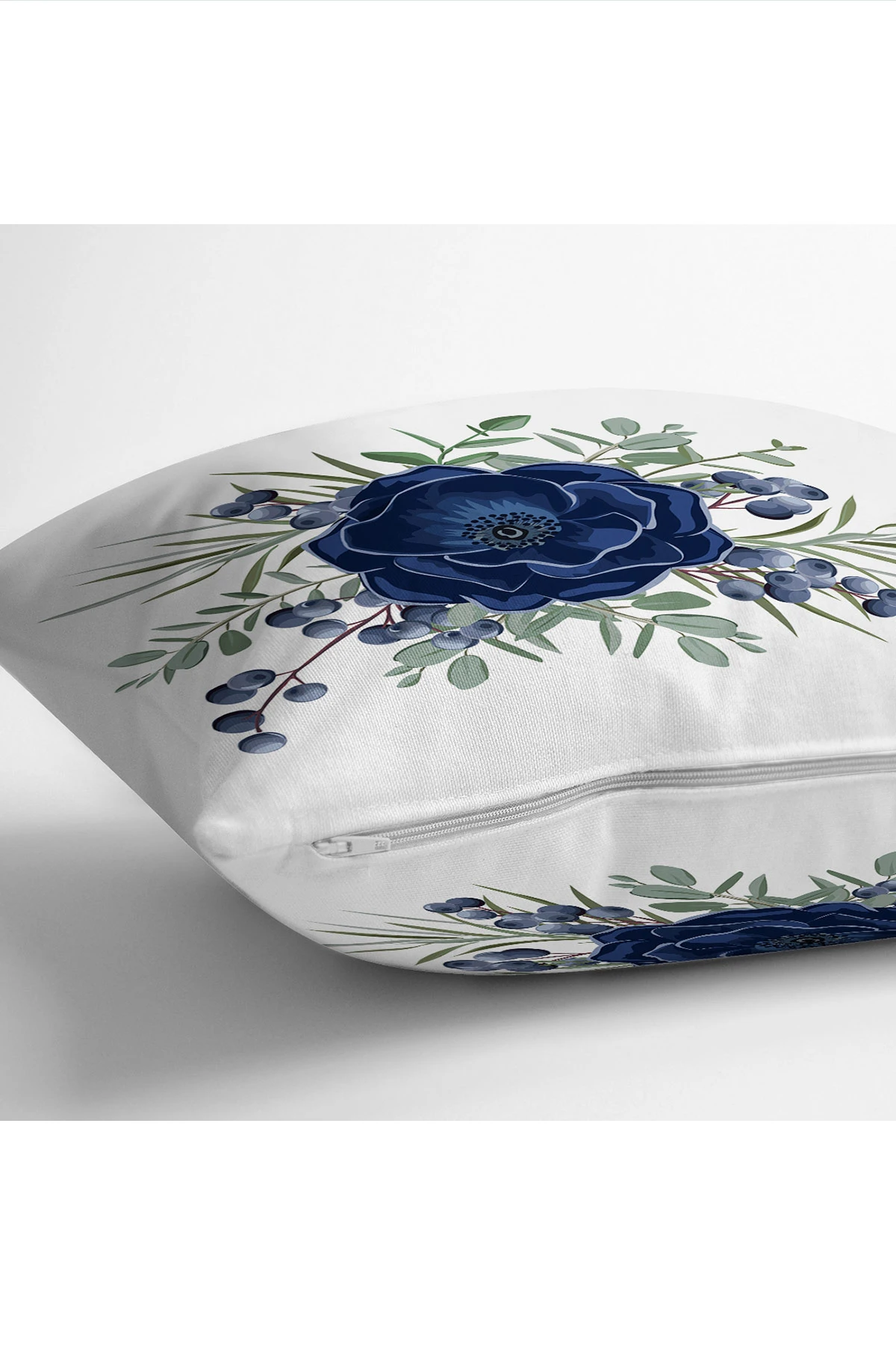 Beyaz 43x43 Dijital Baskılı Fermuarlı Modern Kırlent Kılıfı 272407