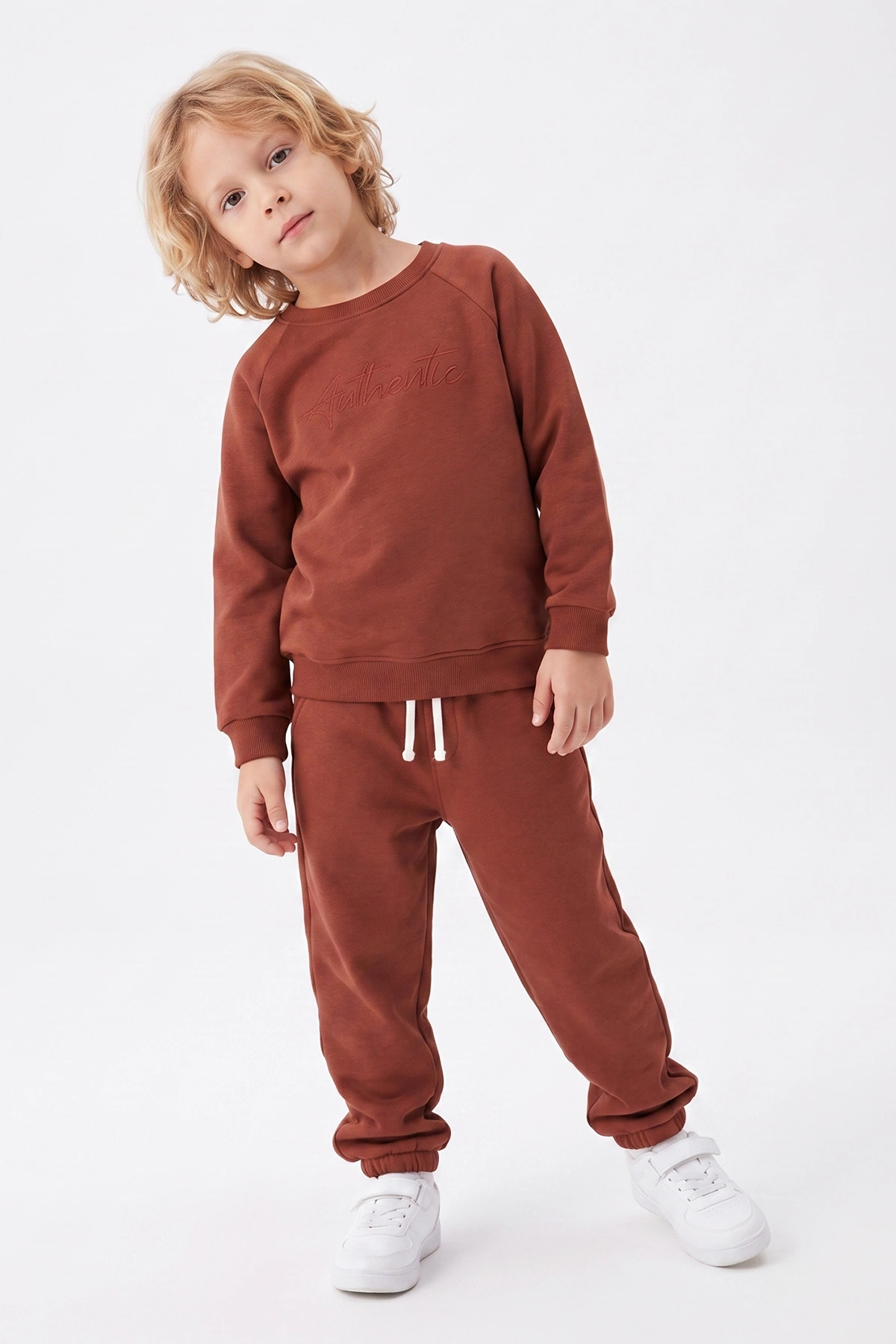 Kiremit (5-12 Yaş) Authentic Nakışlı 3 İp Şardonlu Erkek Çocuk Kışlık Takım 483532