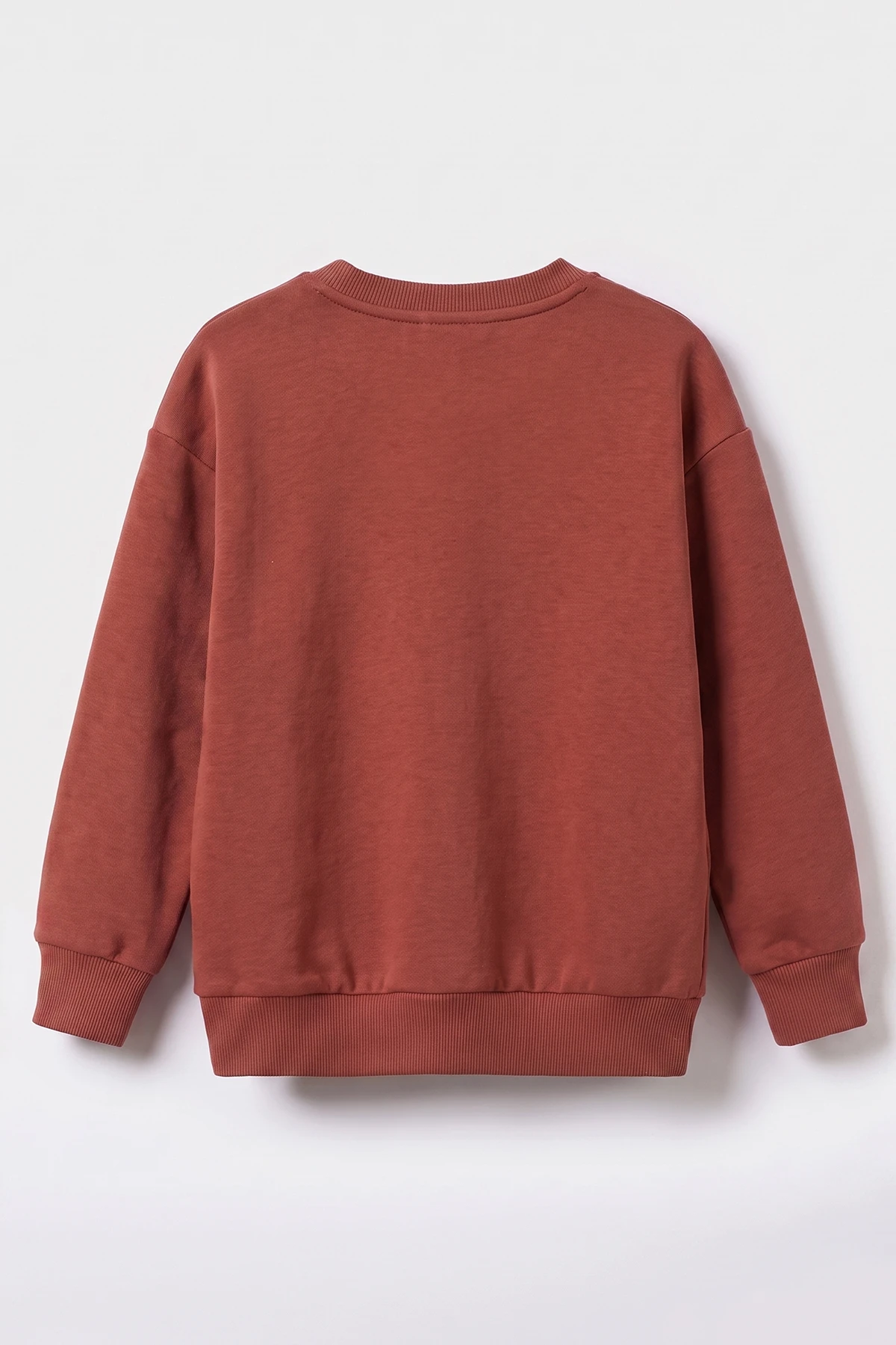 Kiremit (5-12 Yaş) Baskısız   Düz 3 İp Şardonlu Erkek Çocuk Sweatshirt 483584