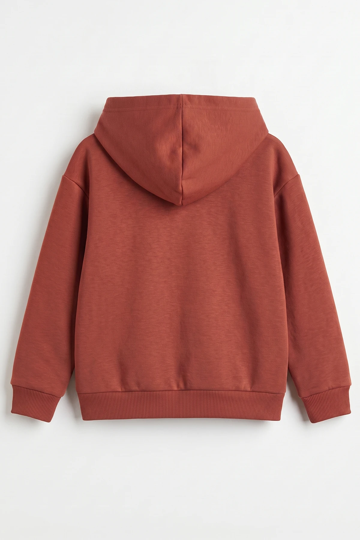Kiremit (5-12 Yaş) Baskısız Fermuarlı Kapüşonlu 3 ip Şardonlu Erkek Çocuk Sweatshirt 483572