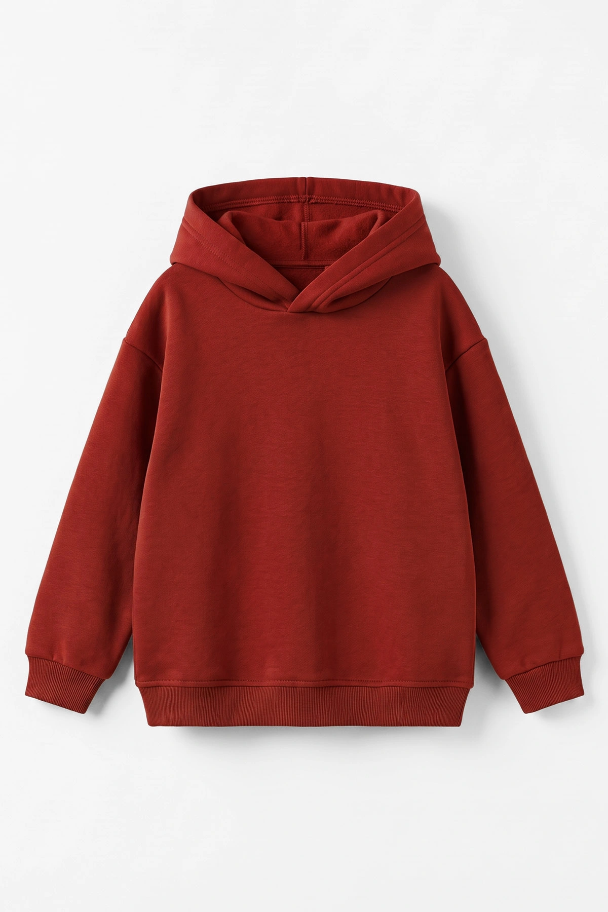 Kiremit (5-12 Yaş)Kapüşonlu Baskısız Üç İp Şardonlu Erkek Çocuk Sweatshirt 492182