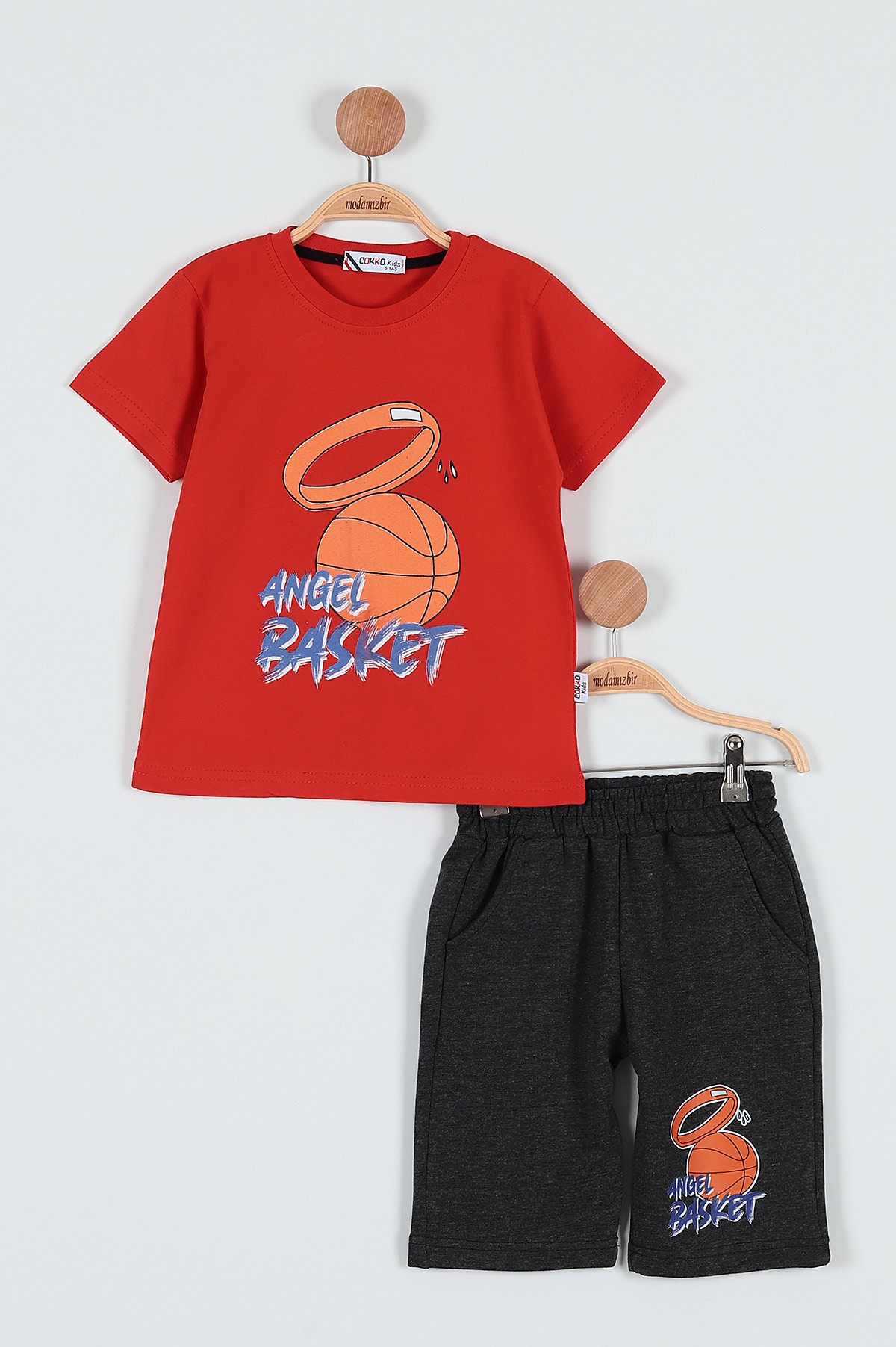 Kiremit (5-8 Yaş) Angel Basketbol Baskılı Şortlu Erkek Çocuk Takım 186204
