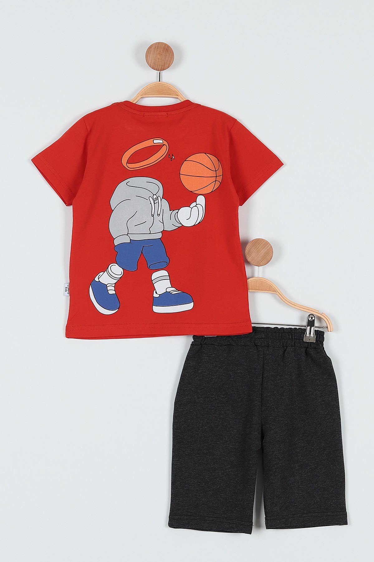 Kiremit (5-8 Yaş) Angel Basketbol Baskılı Şortlu Erkek Çocuk Takım 186204