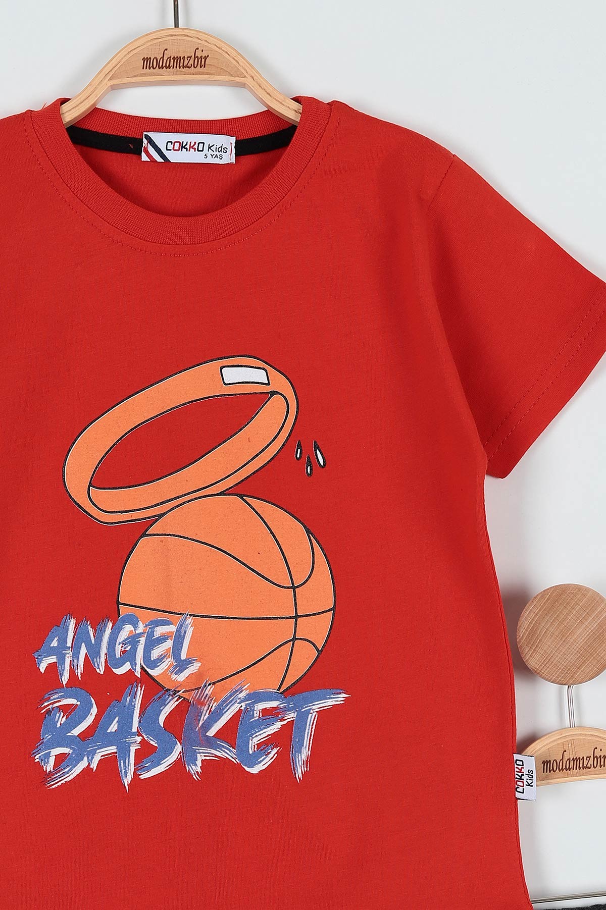 Kiremit (5-8 Yaş) Angel Basketbol Baskılı Şortlu Erkek Çocuk Takım 186204