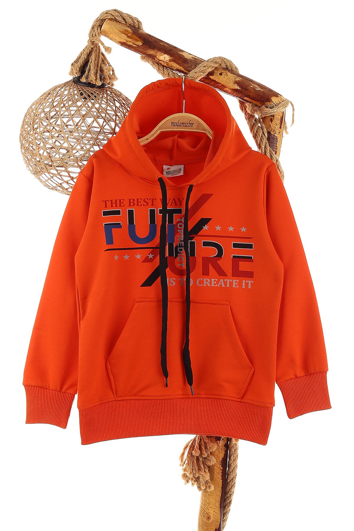 Kiremit (5-8 Yaş) Future Baskılı Kapüşonlu Erkek Çocuk Sweat 152707