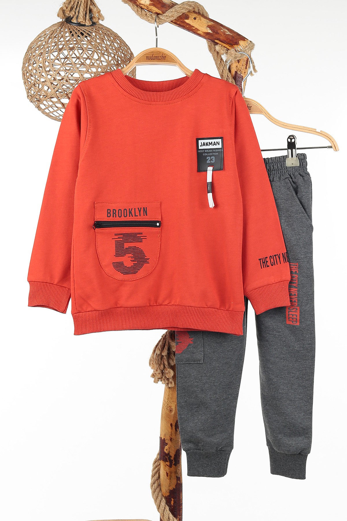 Kiremit (7-10 Yaş) Brooklyn Baskılı Erkek Çocuk Takım 142527