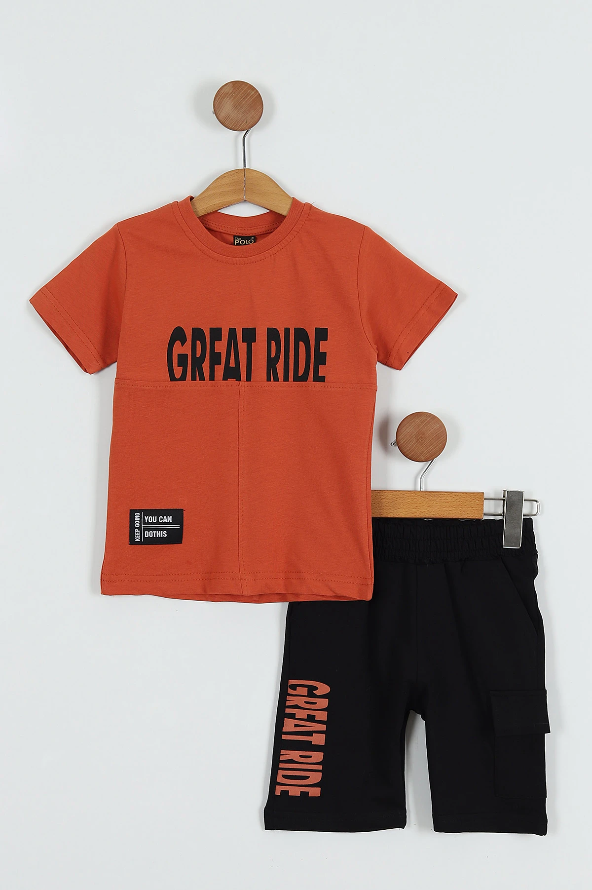 Kiremit (7-10 Yaş) Great RIde Baskılı Şortlu Erkek Çocuk Takım 253691