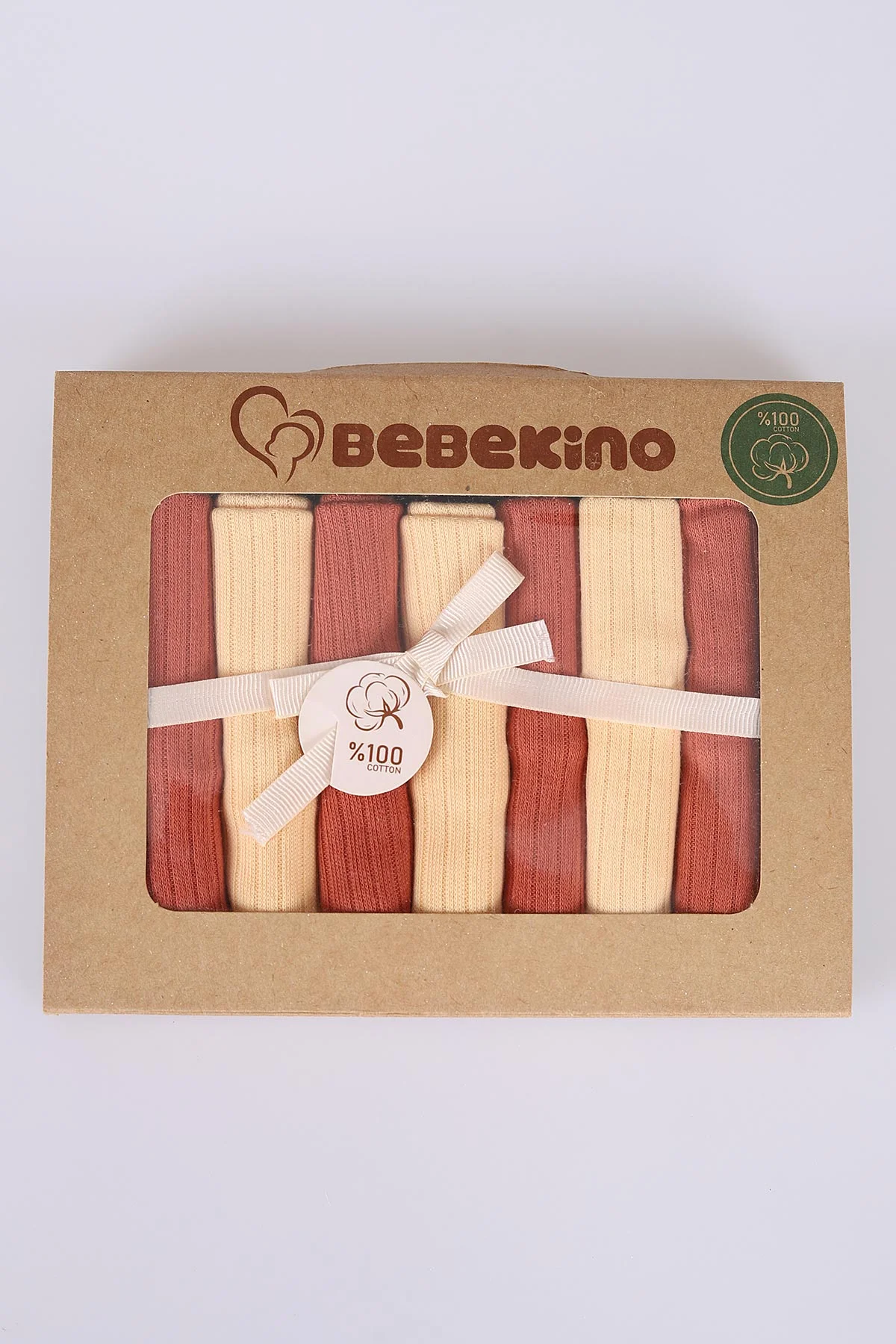 Kiremit 7'li Kutulu ve Pamuklu Unisex Bebek Mendil 476586