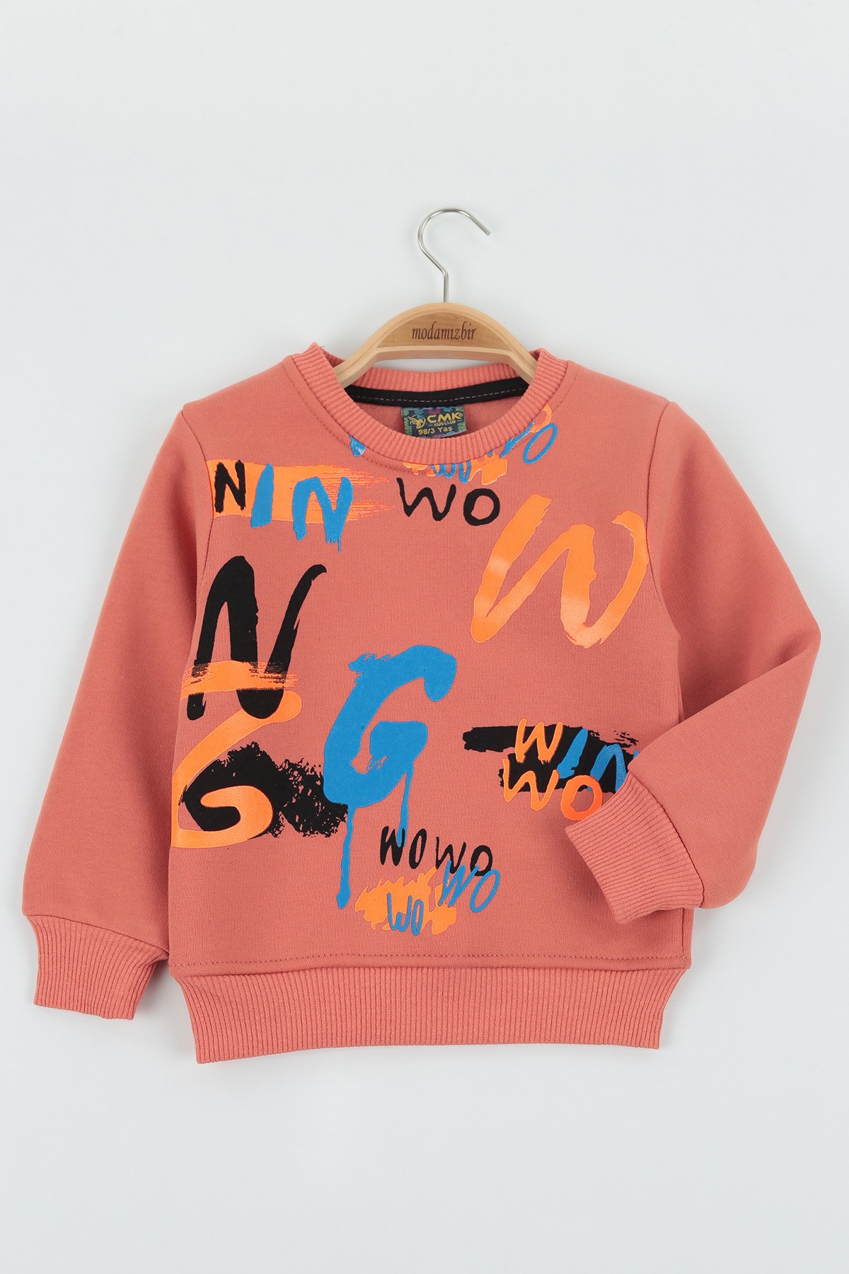 Kiremit (8-12 Yaş) Wowo Wın Baskılı Üç İp Şardonlu Erkek Çocuk Sweat Polar 135248