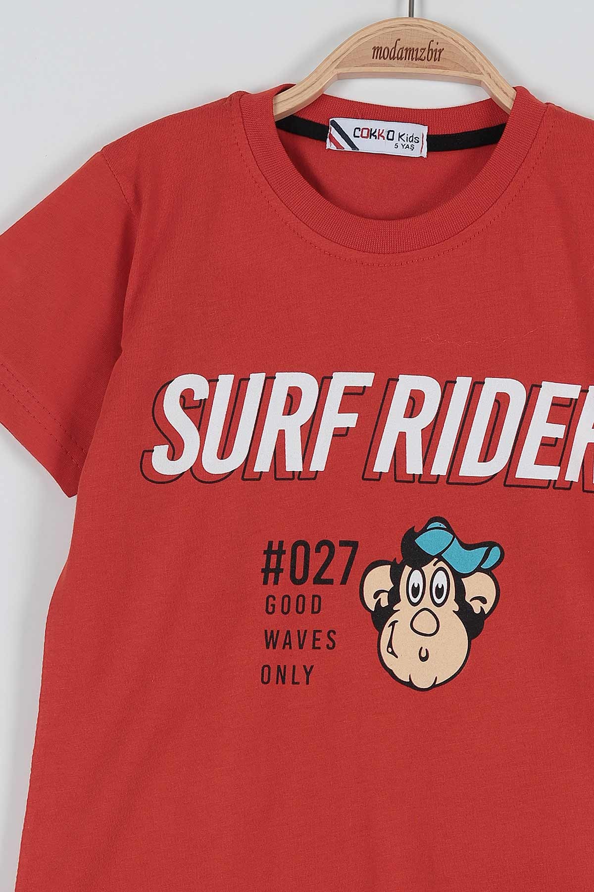 Kiremit (9-12 Yaş) Surf Rıder Baskılı Şortlu Erkek Çocuk Takım 186217