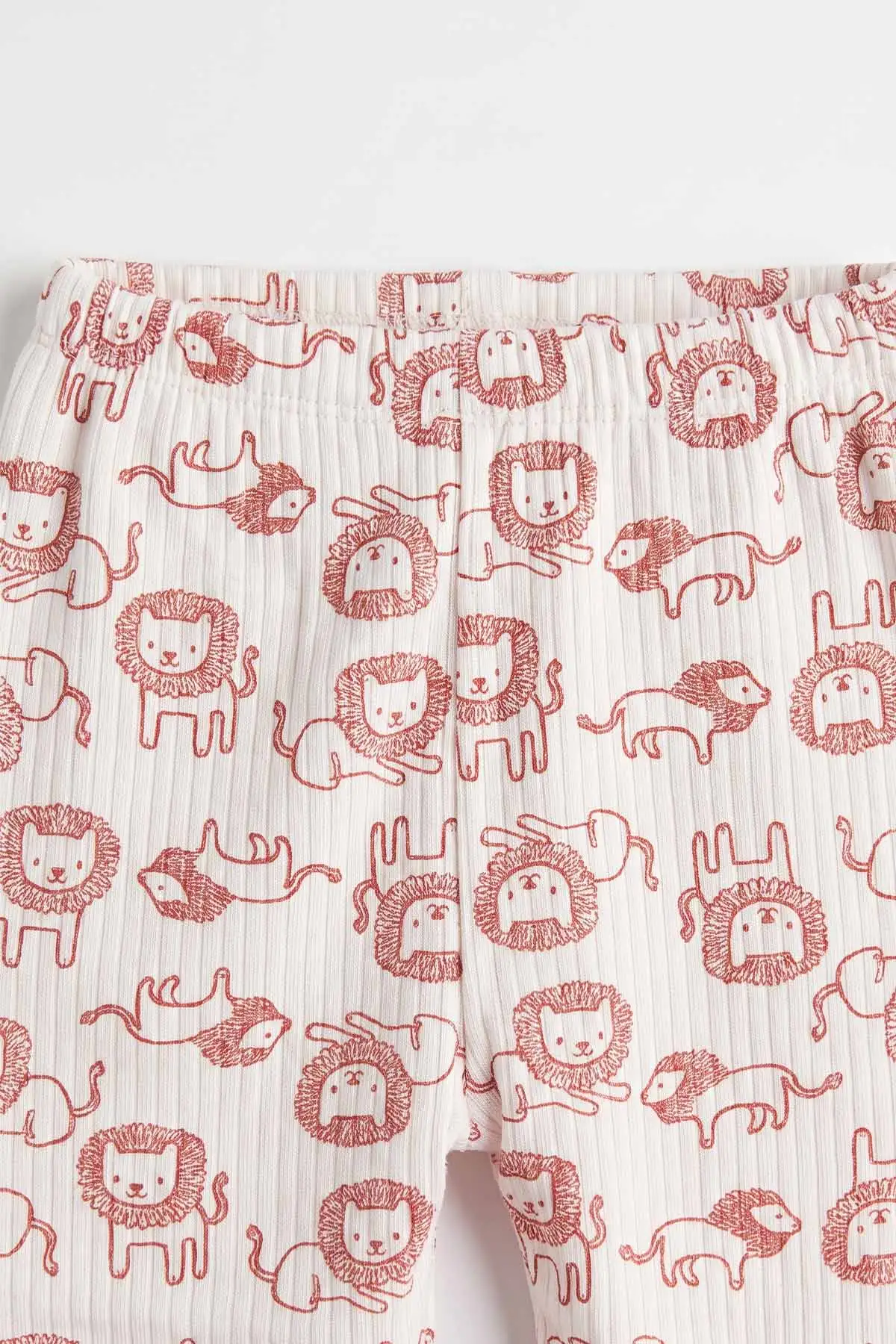Kiremit Beyaz  (1-3 Yaş) Aslan Desenli Raporlu Çocuk Pijama Takım 477332