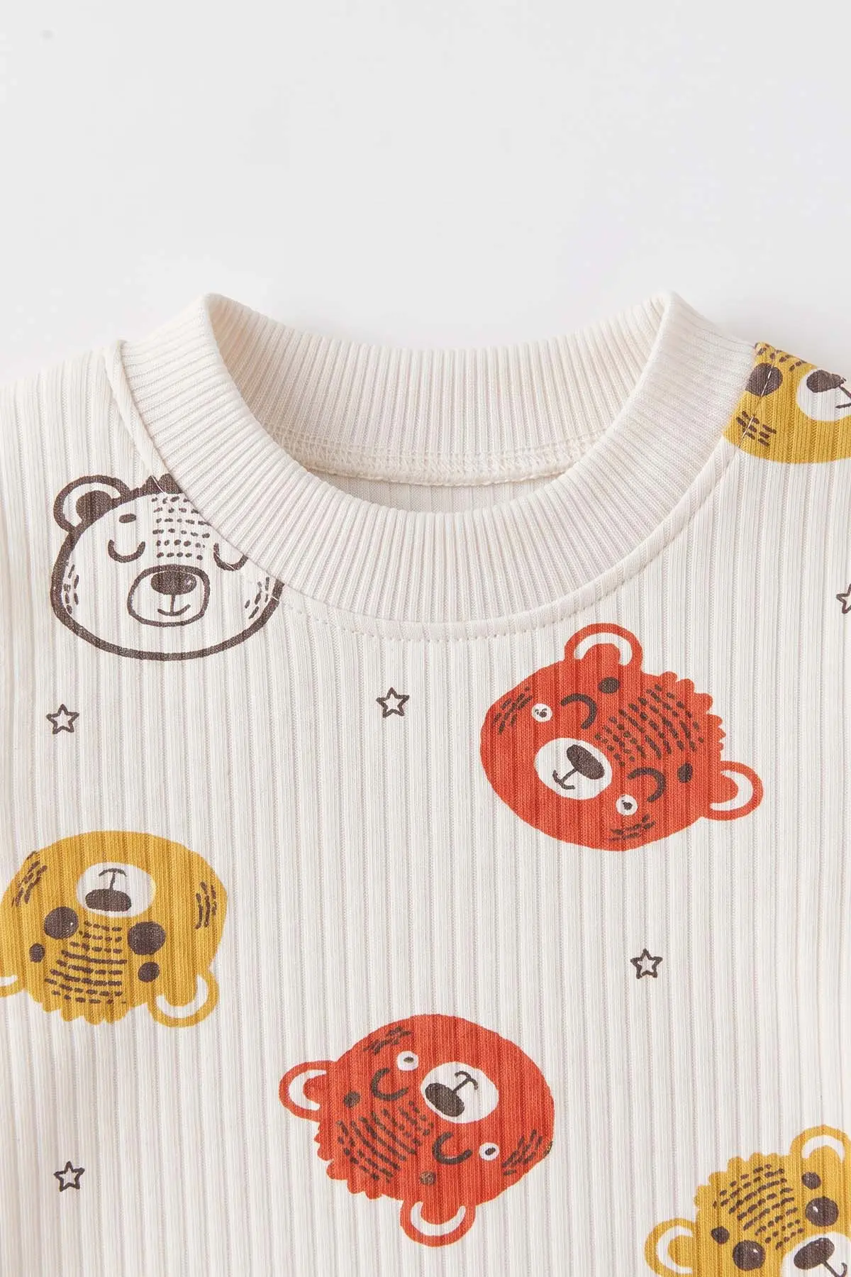 Kiremit Beyaz (1-3 Yaş) Koala Kafası Baskılı Raporlu Çocuk Pijama Takım 477249