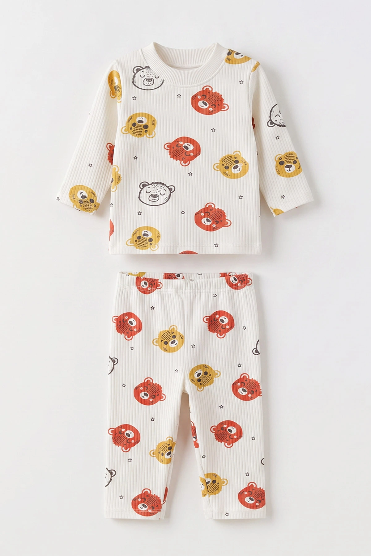 Kiremit Beyaz (1-3 Yaş) Koala Kafası Baskılı Raporlu Çocuk Pijama Takım 477249