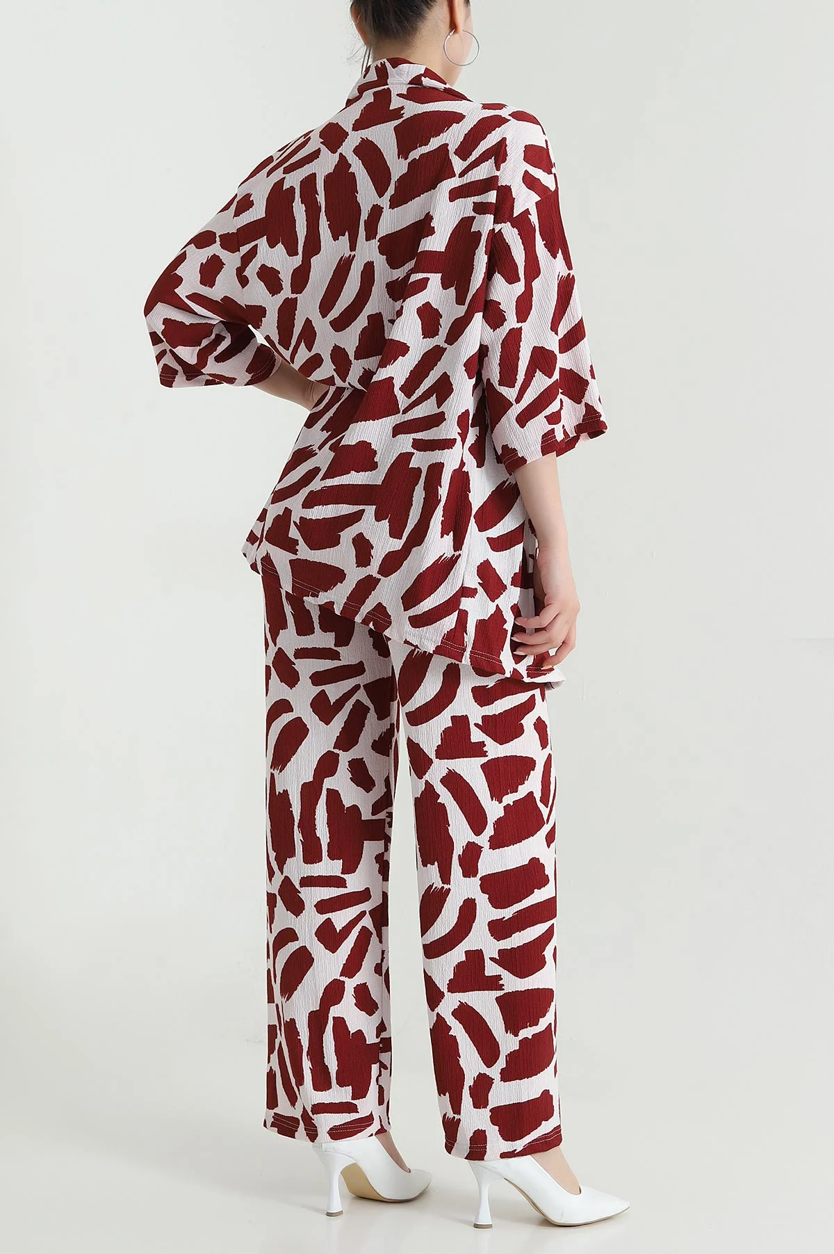Kiremit Bürümcük Kimono Kadın İkili Takım 473258