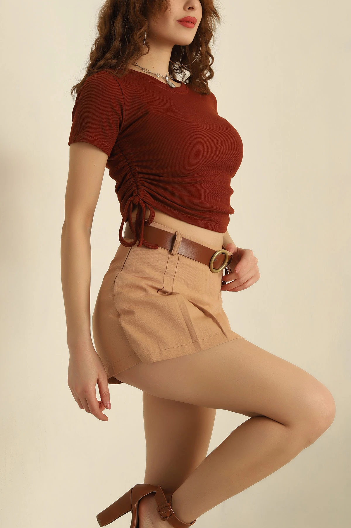 Kiremit Büzgülü Fitilli Bluz 252667