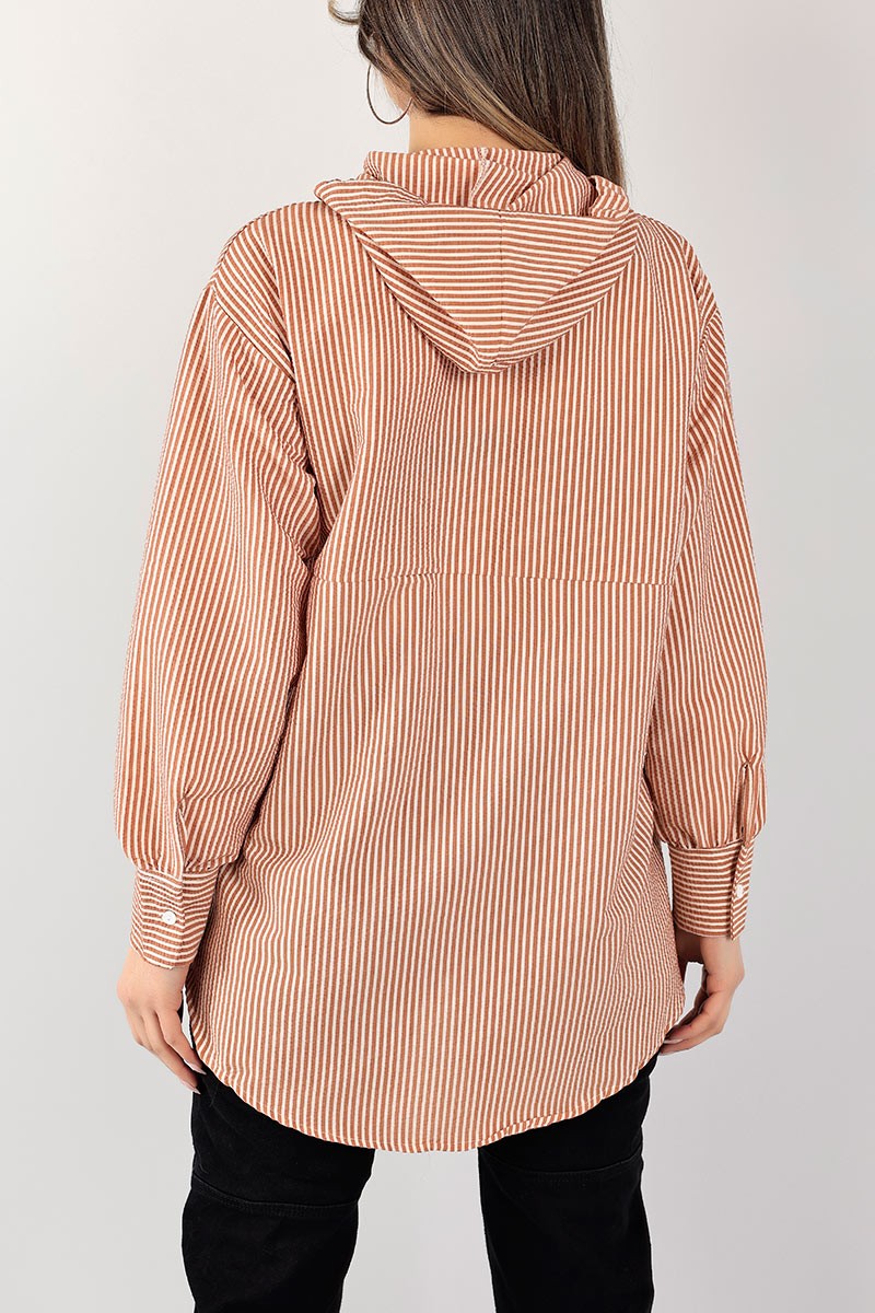 Kiremit Düğmeli Gofre Kumaş Tunik 101603