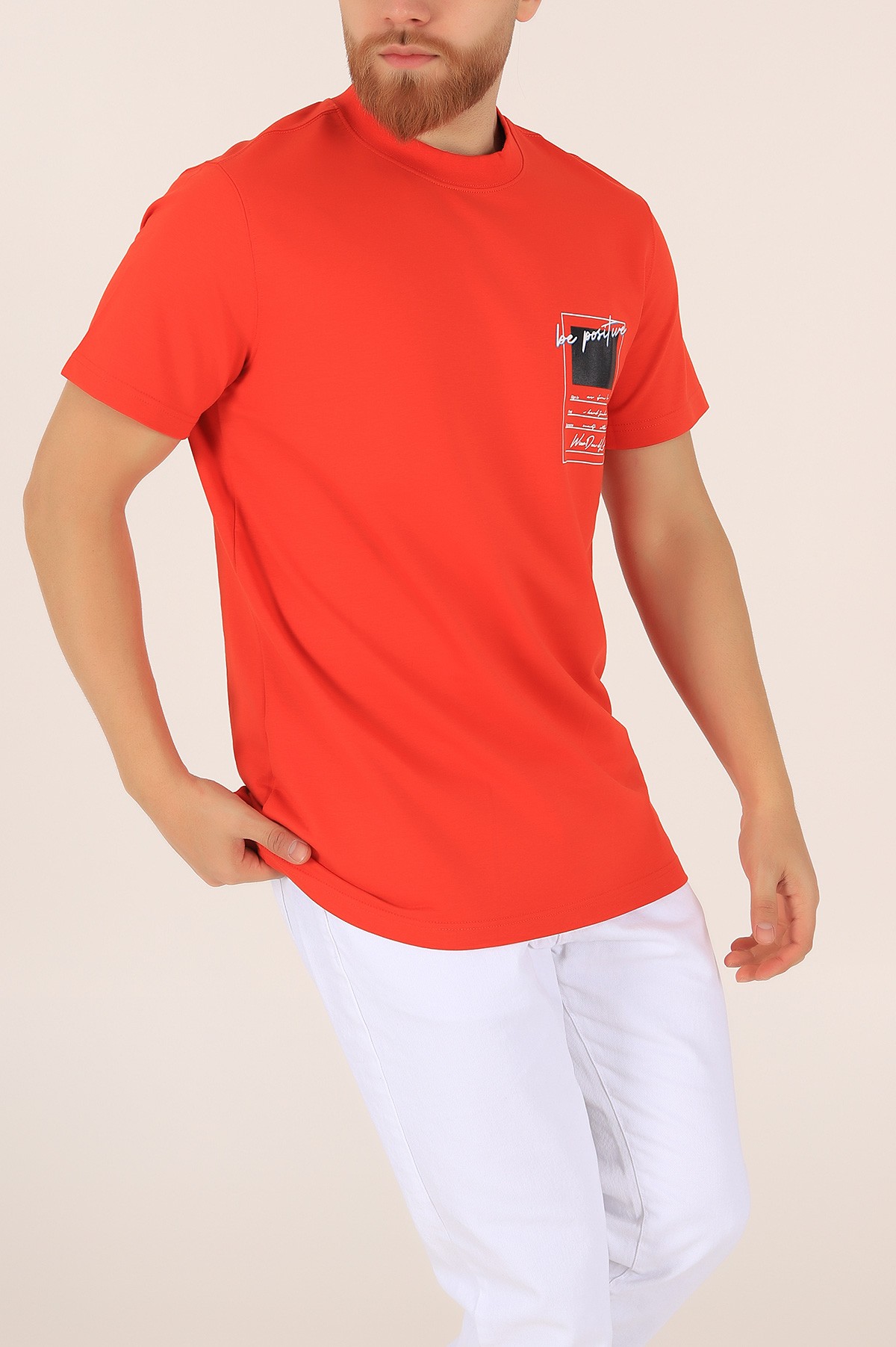 Kiremit İki İp Oversize Erkek Tişört 163554