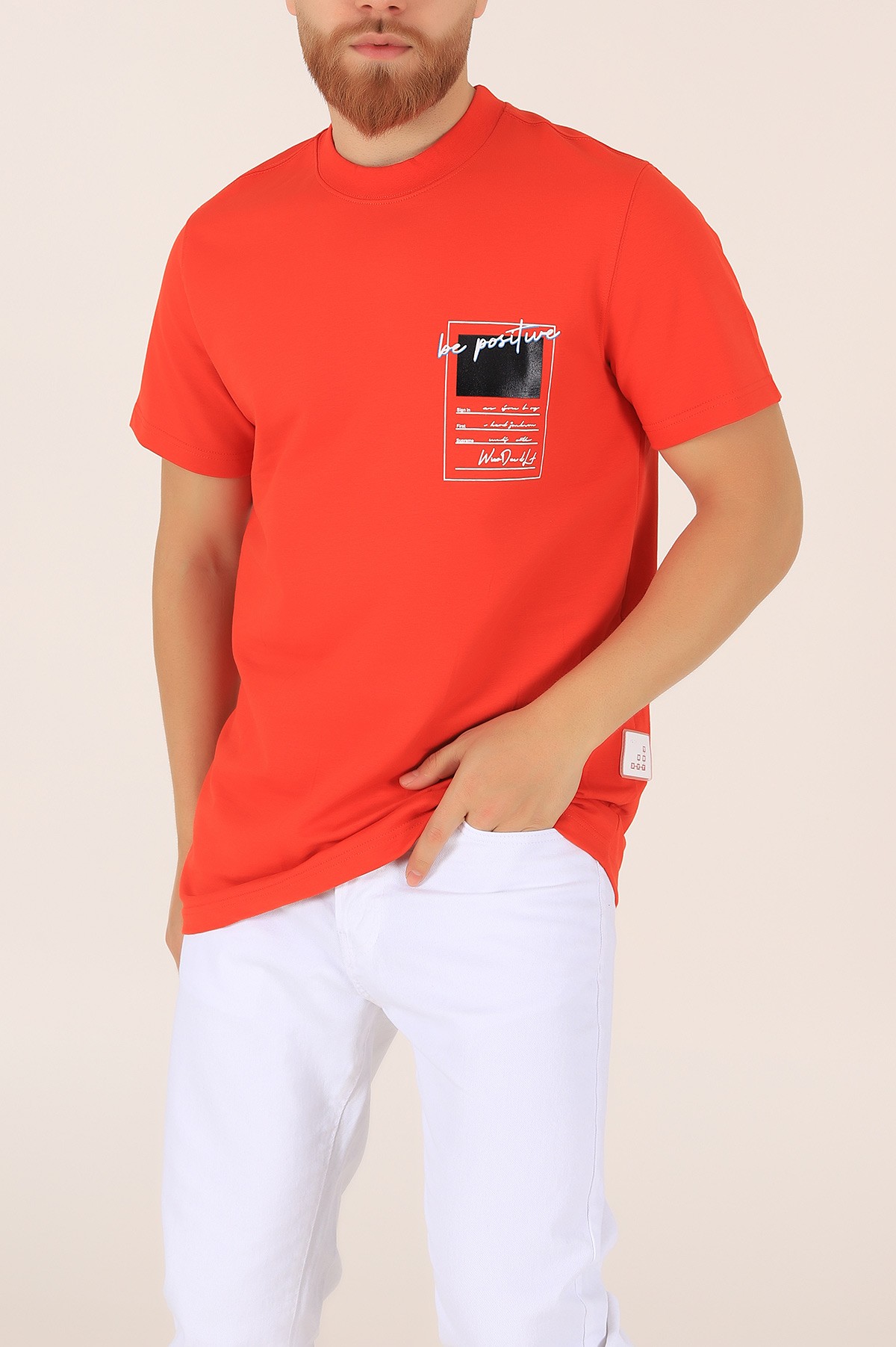 Kiremit İki İp Oversize Erkek Tişört 163554