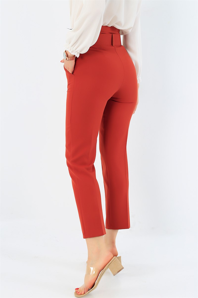 Kiremit Kemerli Bayan Pantolon 32293