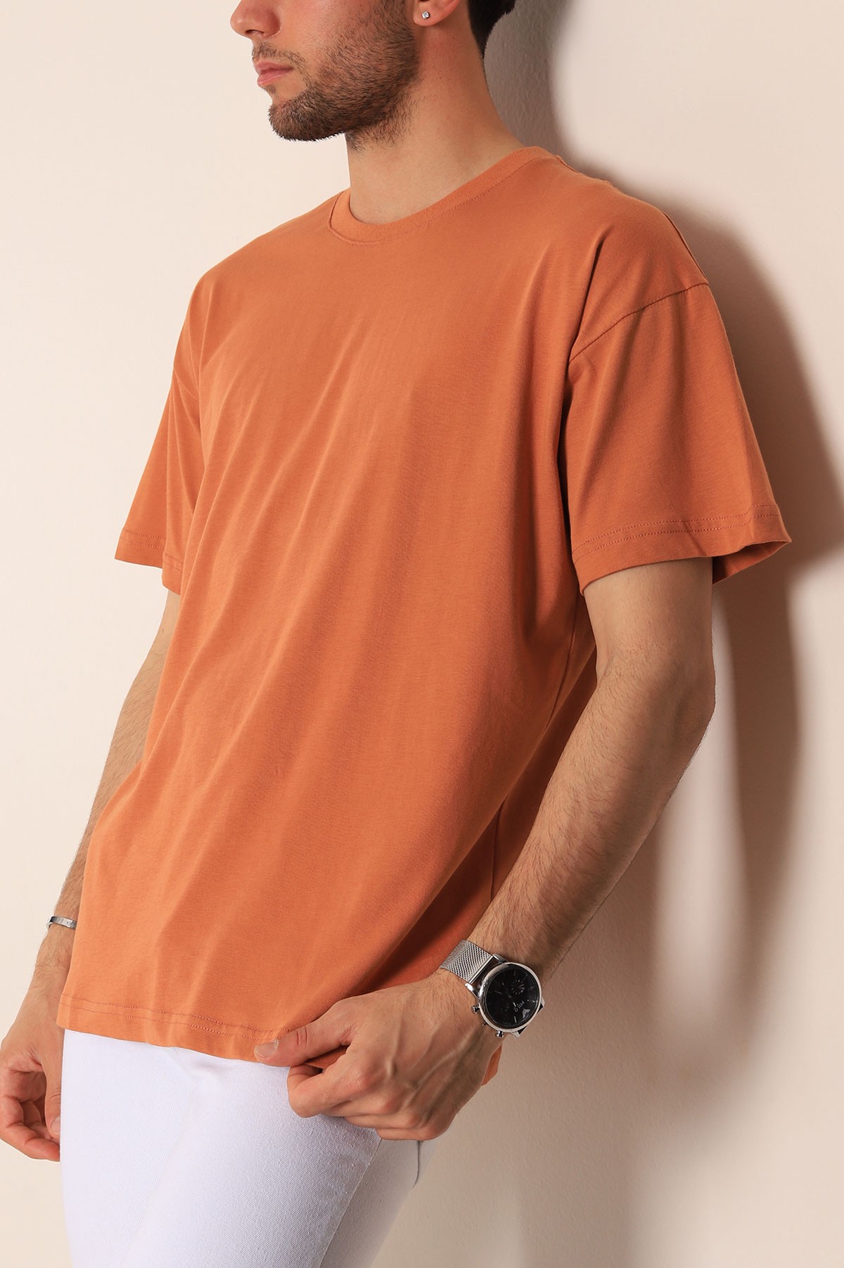 Kiremit Oversize Basic Erkek Tişört 184256