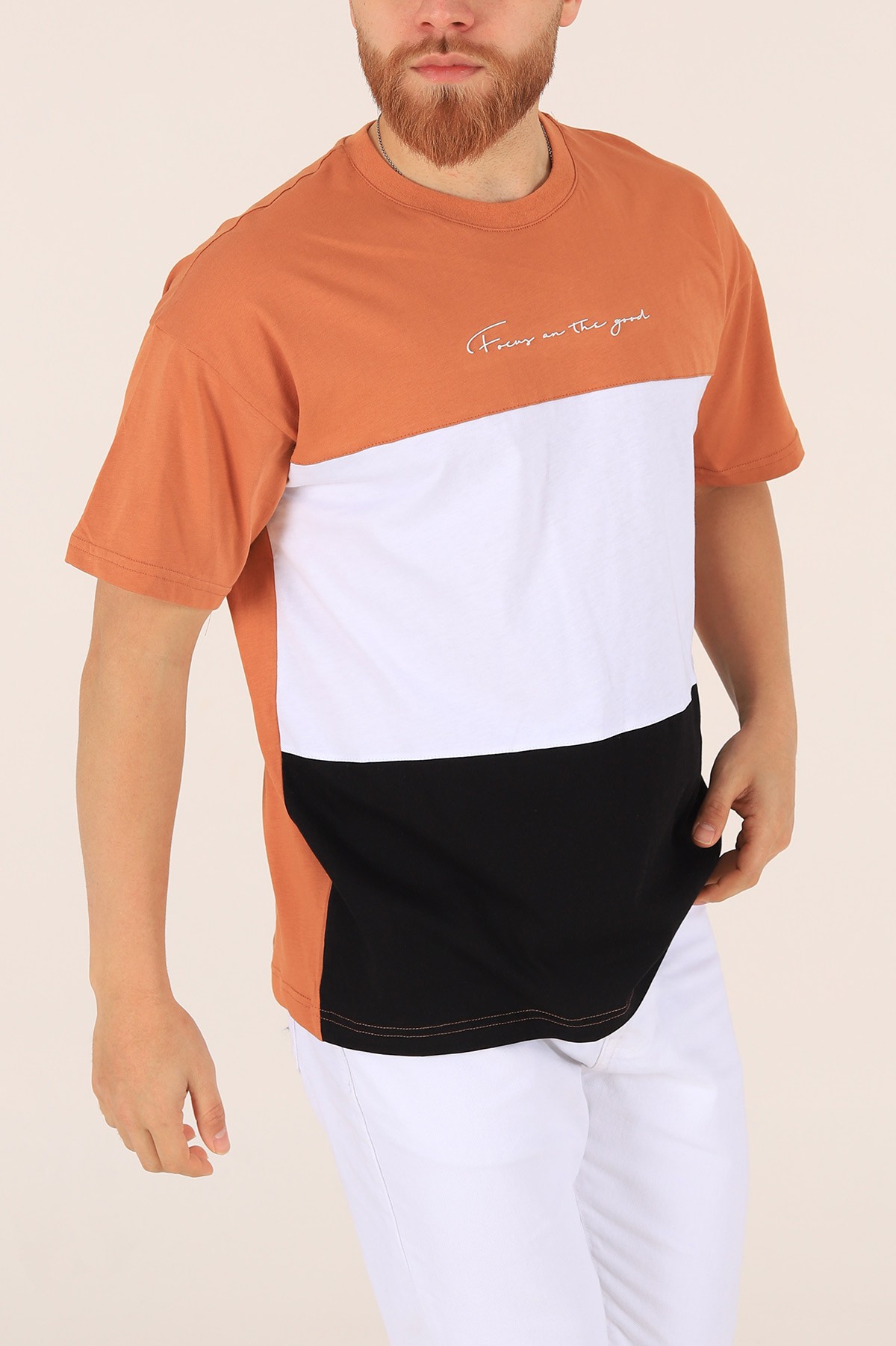 Kiremit Oversize Yazı Baskılı Tişört 171958