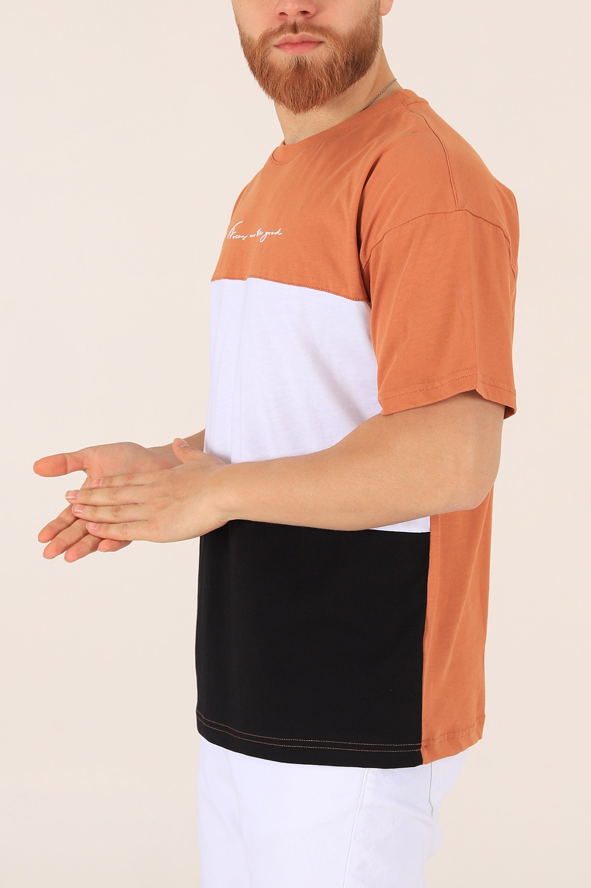 Kiremit Oversize Yazı Baskılı Tişört 171958