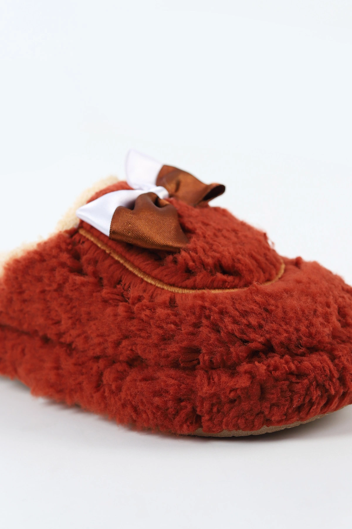 Kiremit Peluş Fiyonk Detaylı Kadın Ev Terliği 496681