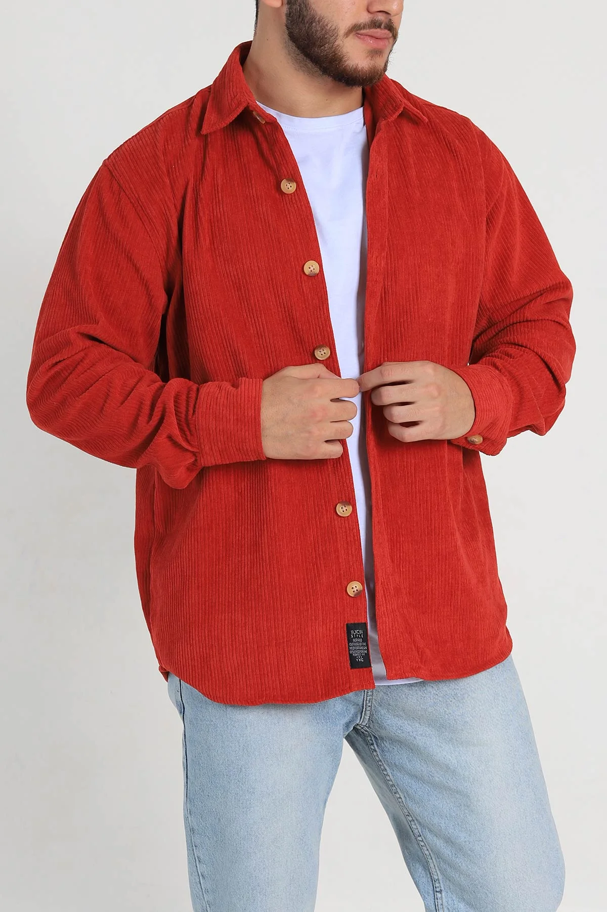 Kiremit Relaxed Fit Kadife Erkek Gömlek 314707