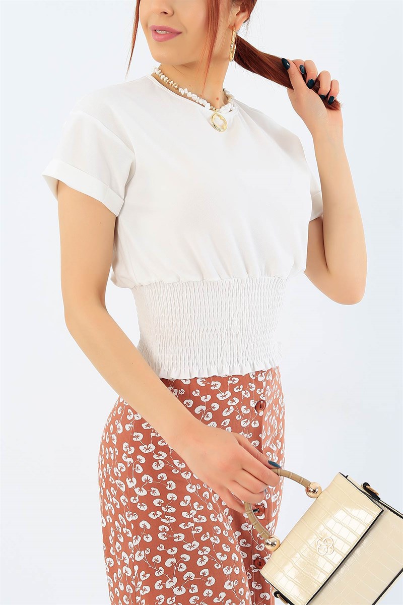 Kırık Beyaz Gipeli Duble Kol Bluz 31457