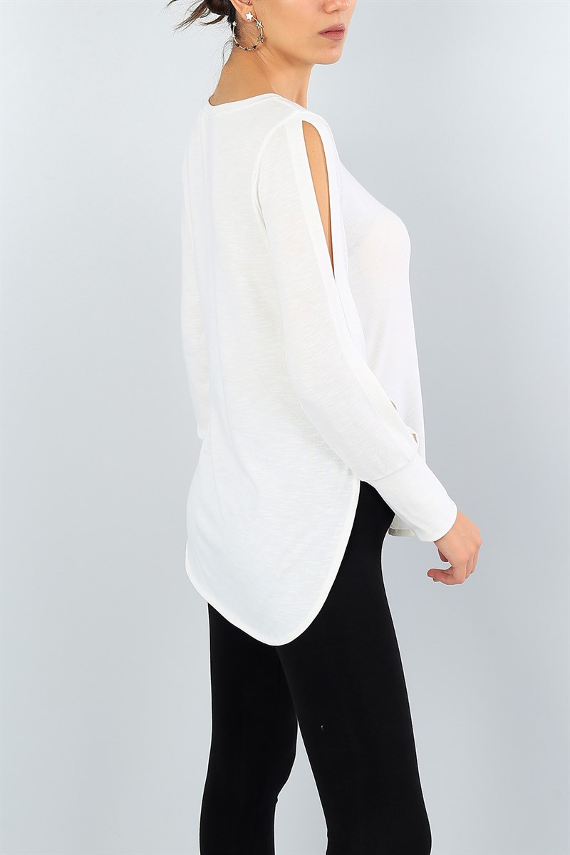 Kırık Beyaz Kol Detay Tasarım Bluz 40725