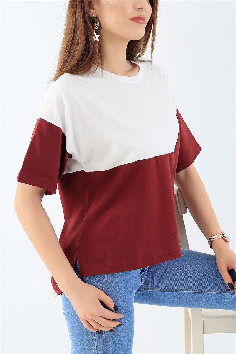 Kırık Beyaz Önü Kısa Tişört 27470B