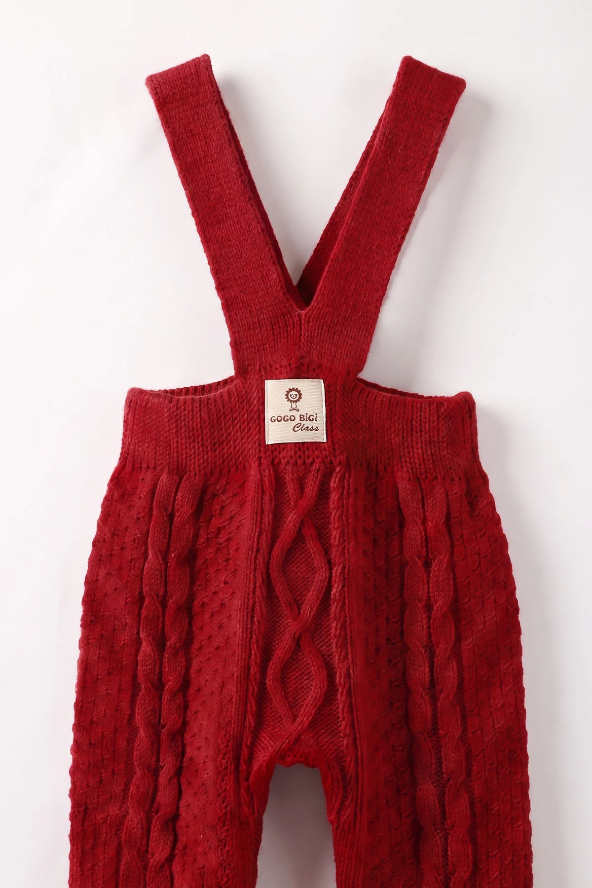 Kırmızı (0-12 Ay) Örgülü Ayaklı Unisex Bebek Triko Salopet 474323