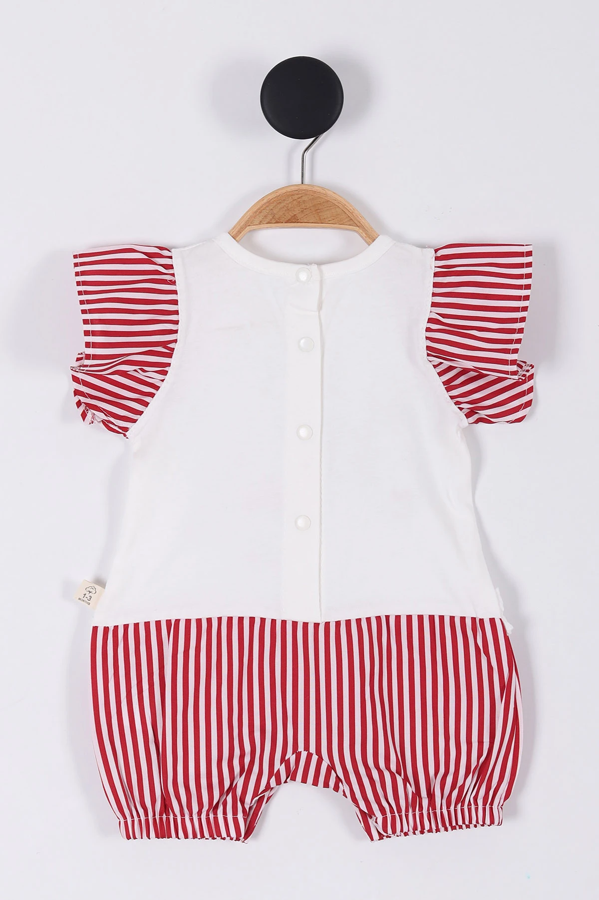 Kırmızı (0-12 Ay) Prenses Panda  Baskılı Kız Bebek Tulum 263899