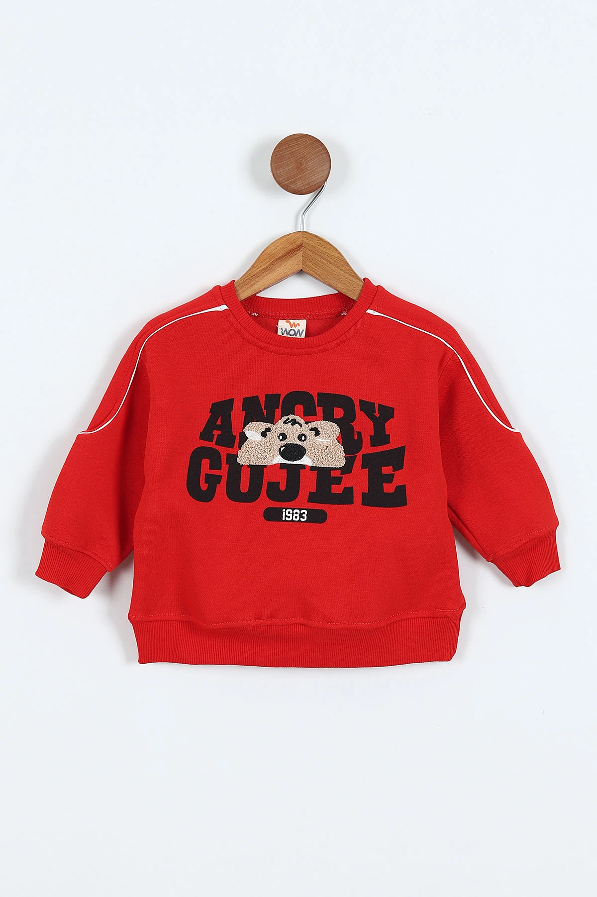 Kırmızı (0-4 Yaş)Gujje Baskılı Biye Detaylı  3  İp Şardonlu Erkek Çocuk Sweatshirt 417568