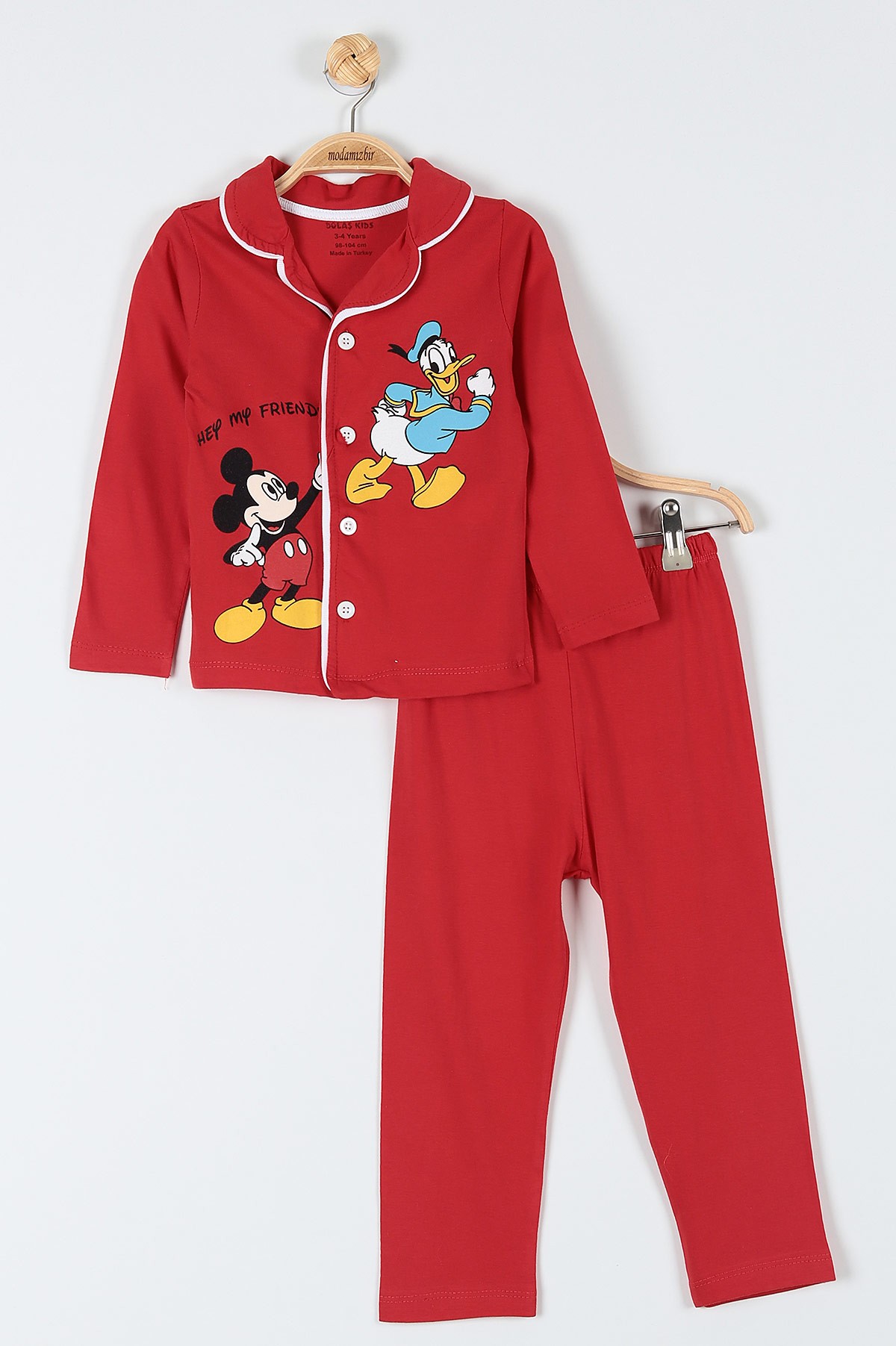 Kırmızı (1-3 Yaş) Ördek Baskılı Erkek Bebe Pijama Takım 181872