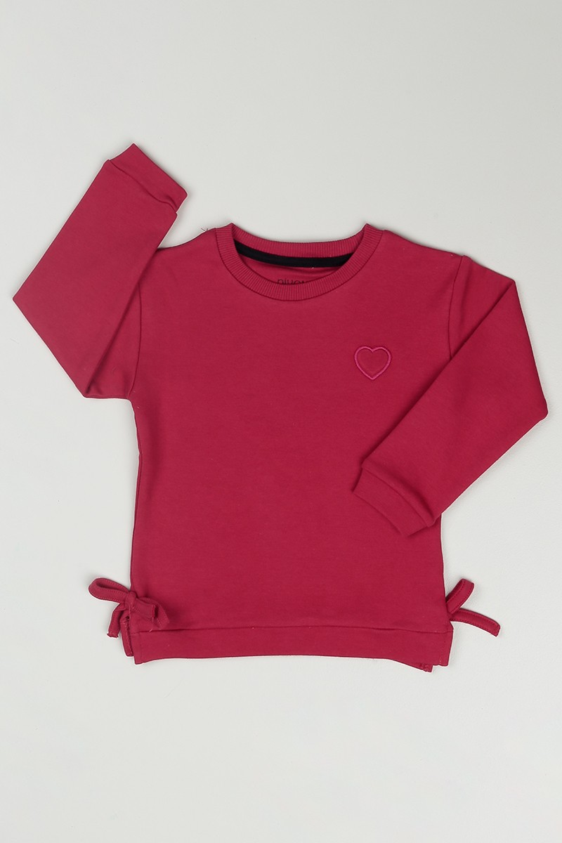 Kırmızı (1-4 Yaş) Kalp Baskılı Kız Çocuk Sweatshirt 85544