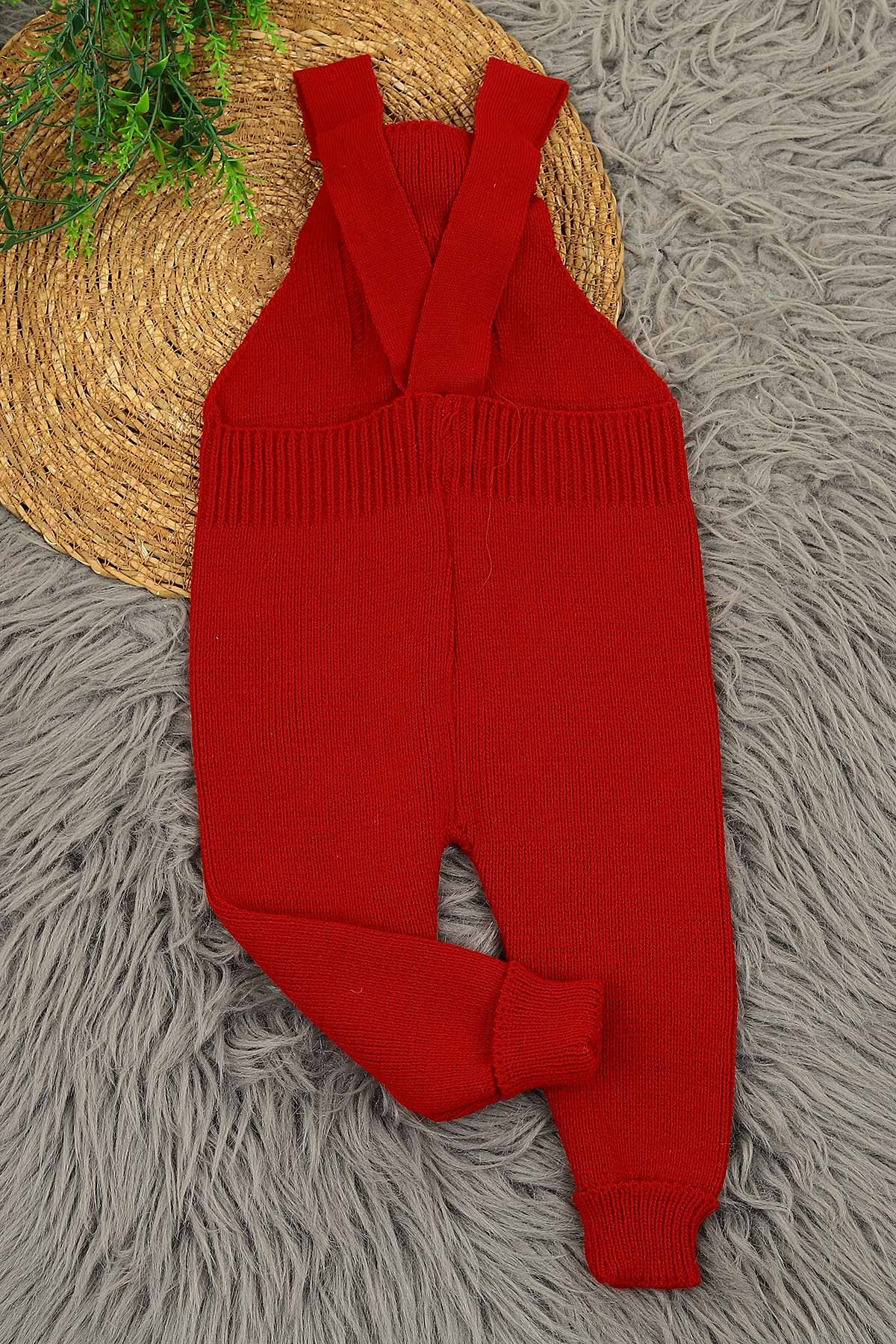 Kırmızı (1-5 Yaş) Ayı Oyuncaklı Kız Çocuk Salopet 153993