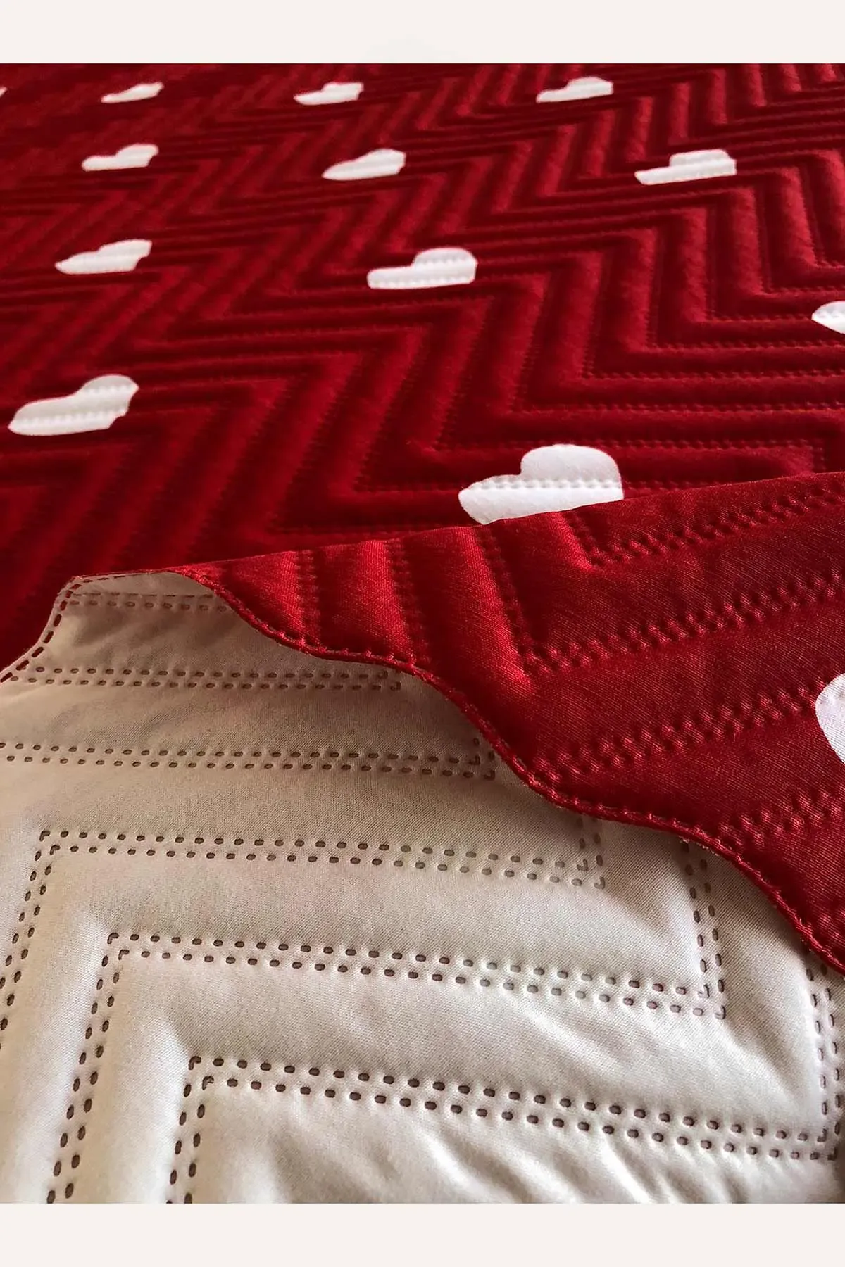 Kırmızı 160x240 Cm Tek Kişilik Çok Amaçlı Pike Takımı 395548