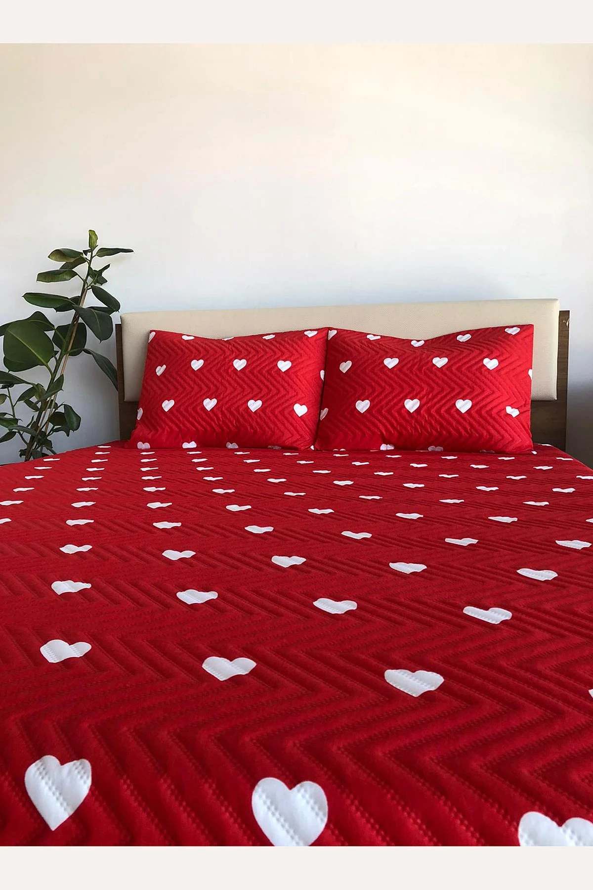 Kırmızı 160x240 Cm Tek Kişilik Çok Amaçlı Pike Takımı 395548