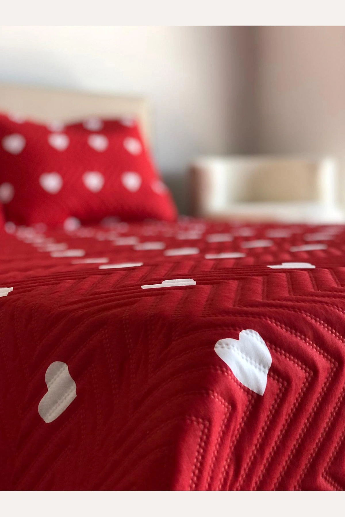 Kırmızı 160x240 Cm Tek Kişilik Çok Amaçlı Pike Takımı 395548