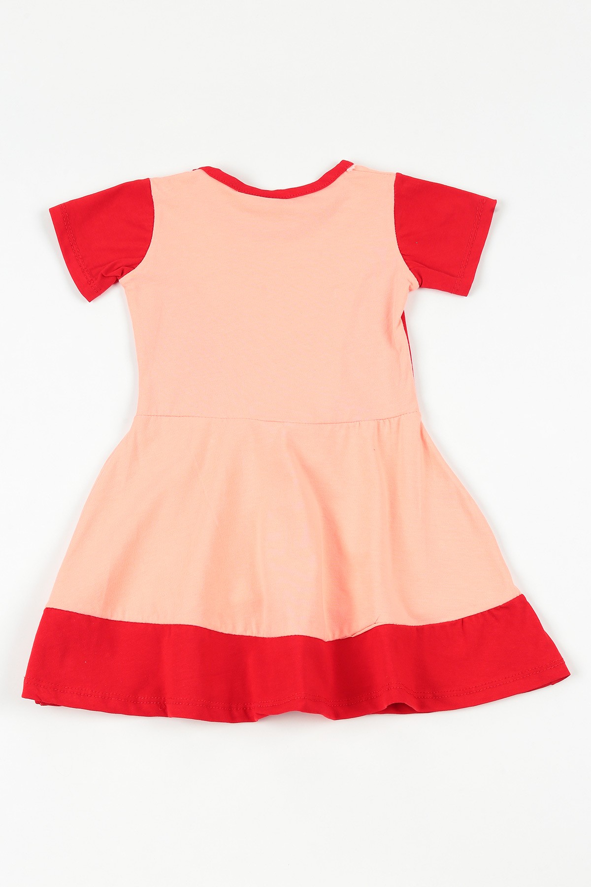 Kırmızı (2-10 yaş) Minnie Mouse Pul İşlemeli  Önü Kurdeleli Kız Çocuk Elbise 108678