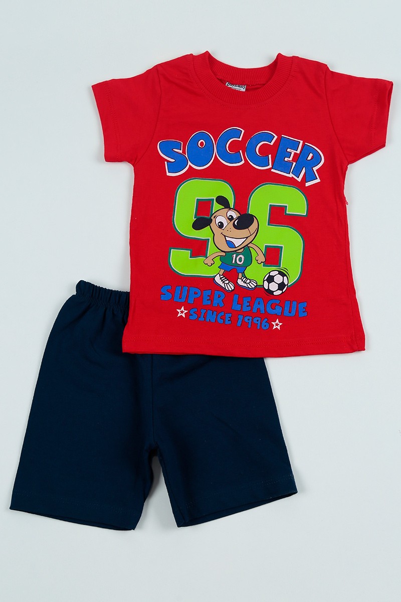 Kırmızı (2-5 Yaş) Soccer Baskılı Erkek Çocuk Şortlu Takım 97591