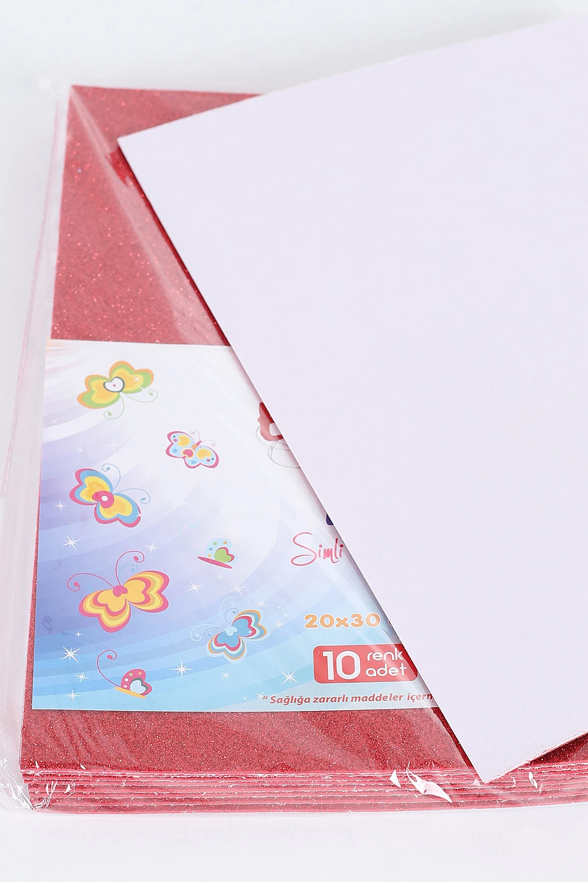 Kırmızı 20x30 Cm Simli Yapışkanlı Eva 10'lu Teknik ve Sanatsal Kağıt 403947