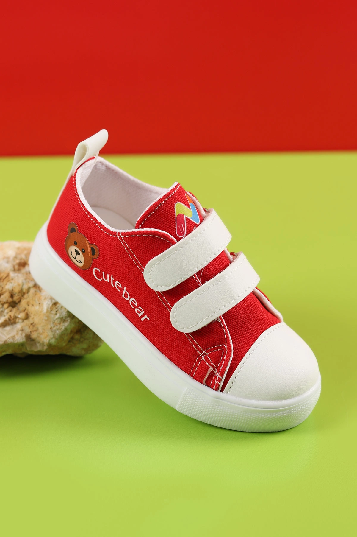 Kırmızı (26-30 Patik) Keten Çift Cırtlı Unisex Çocuk Ayakkabı 276146