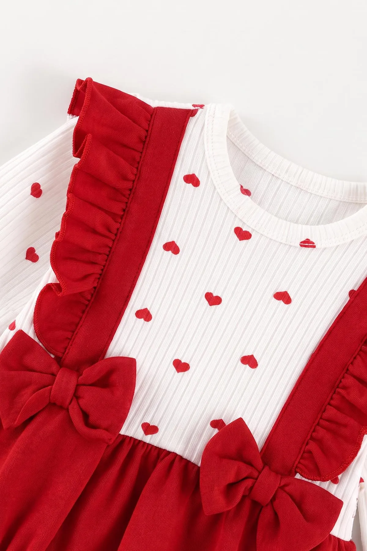 Kırmızı (3-12 Ay) Kalp Baskılı   Çorap ve Bandana Aksesuarlı   Kız Bebek Romper 476006