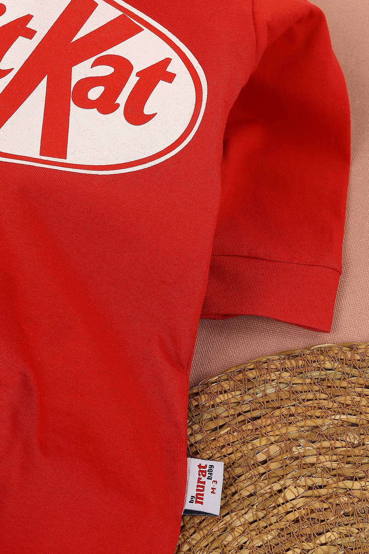 Kırmızı (3-12 Ay) Kit Kat Baskılı Erkek Çocuk Tulum 148024