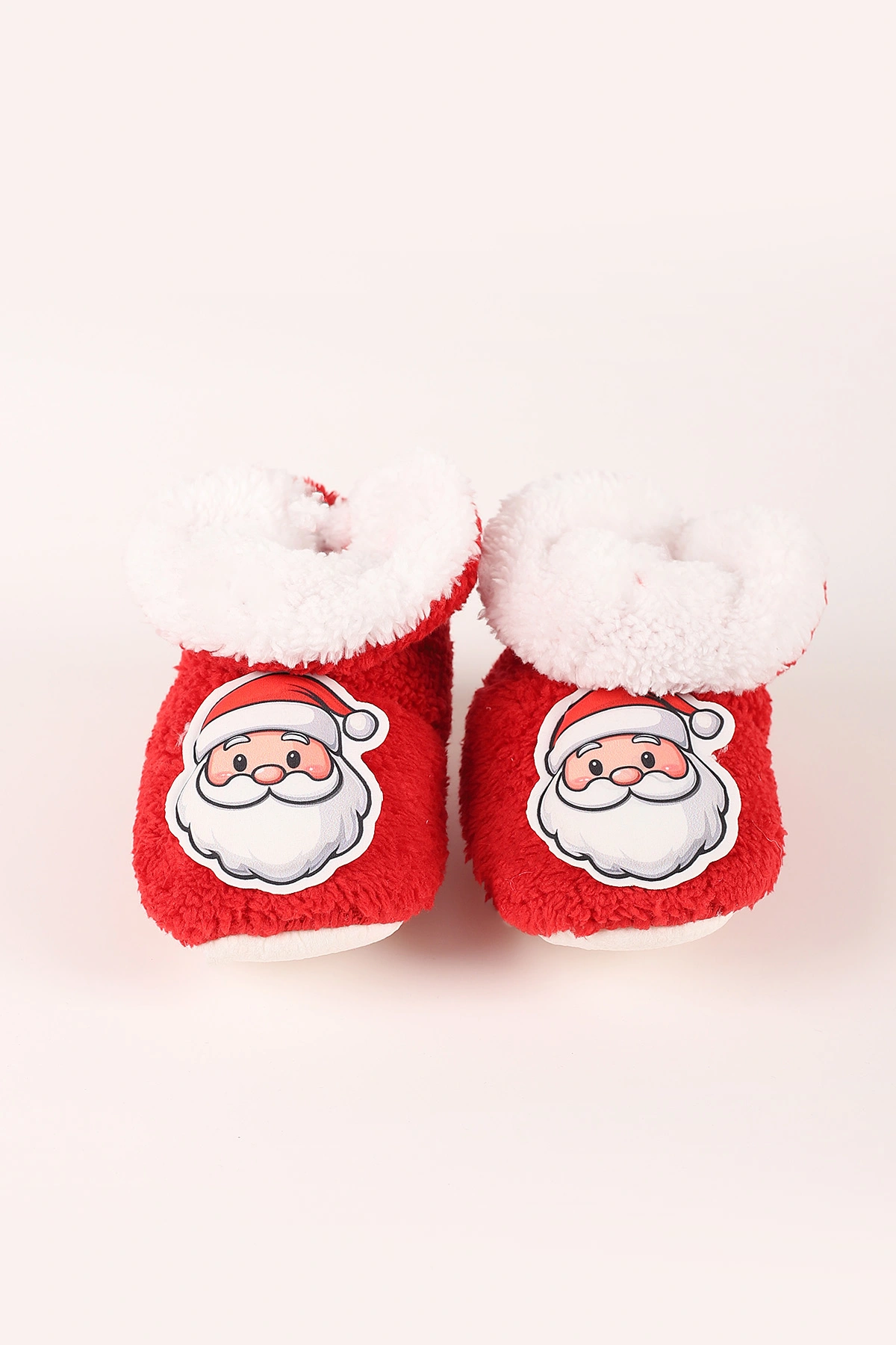 Kırmızı (3-6 Ay) Noel Baba Figürlü Peluş Unisex Bebek Panduf 412556