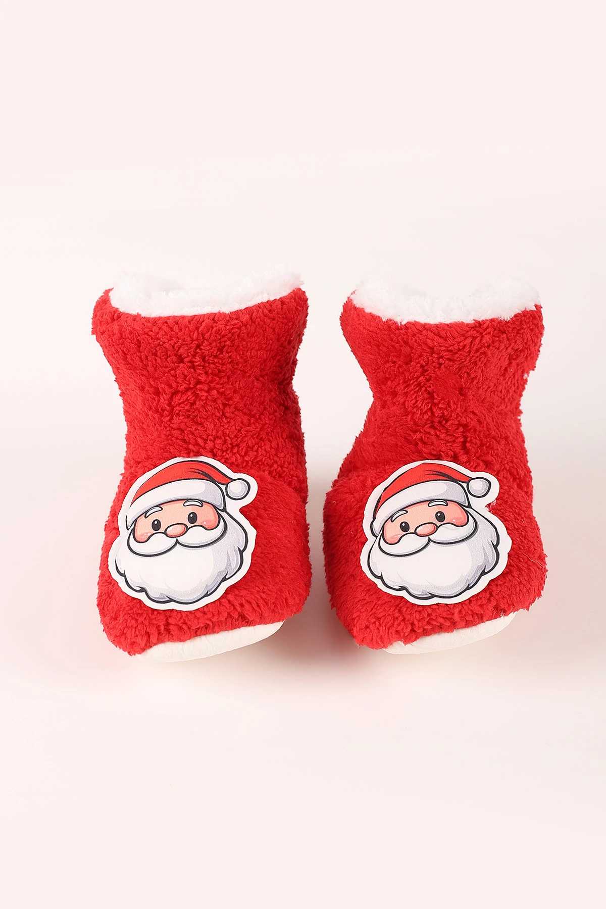 Kırmızı (3-6 Ay) Noel Baba Figürlü Peluş Unisex Bebek Panduf 412556
