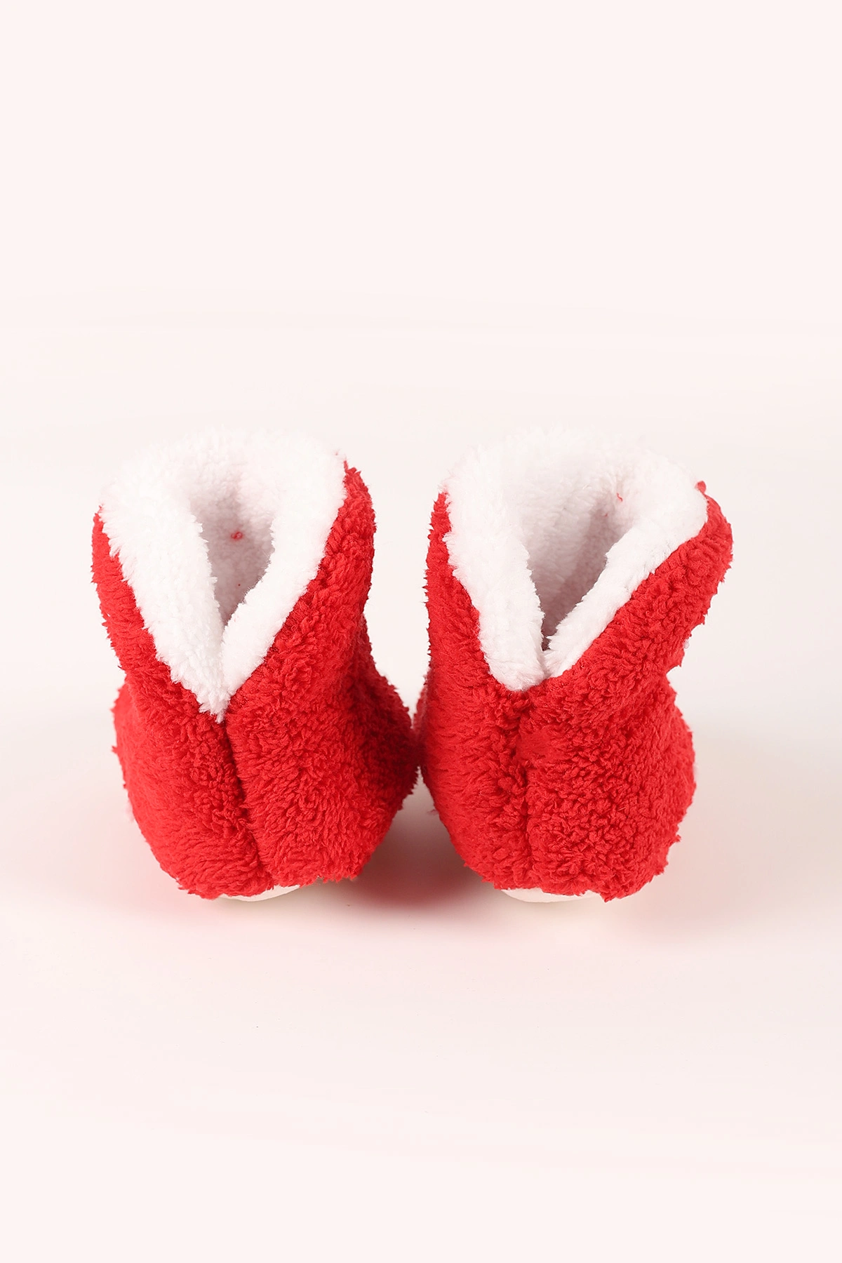 Kırmızı (3-6 Ay) Noel Baba Figürlü Peluş Unisex Bebek Panduf 412556
